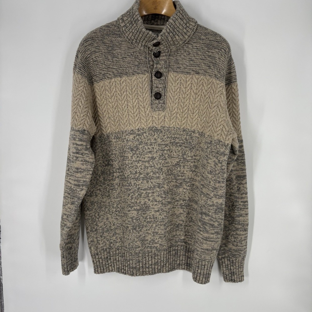 Carbon 2 Cobalt Mens Cable Knit Pullover Sweater XXL Merino Cotton Blend Classic